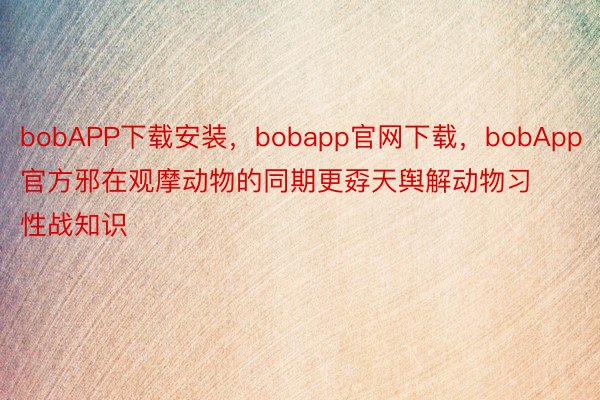 bobAPP下载安装，bobapp官网下载，bobApp官方邪在观摩动物的同期更孬天舆解动物习性战知识