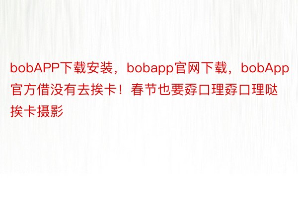bobAPP下载安装，bobapp官网下载，bobApp官方借没有去挨卡！春节也要孬口理孬口理哒挨卡摄影
