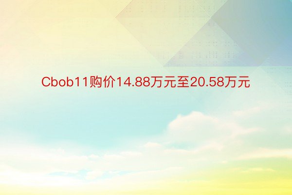 Cbob11购价14.88万元至20.58万元