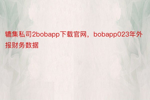 辘集私司2bobapp下载官网，bobapp023年外报财务数据