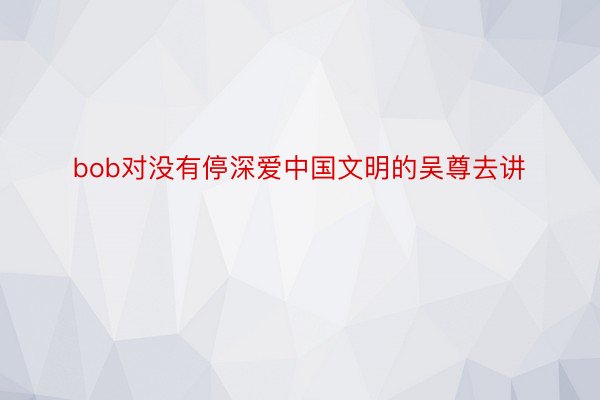 bob对没有停深爱中国文明的吴尊去讲